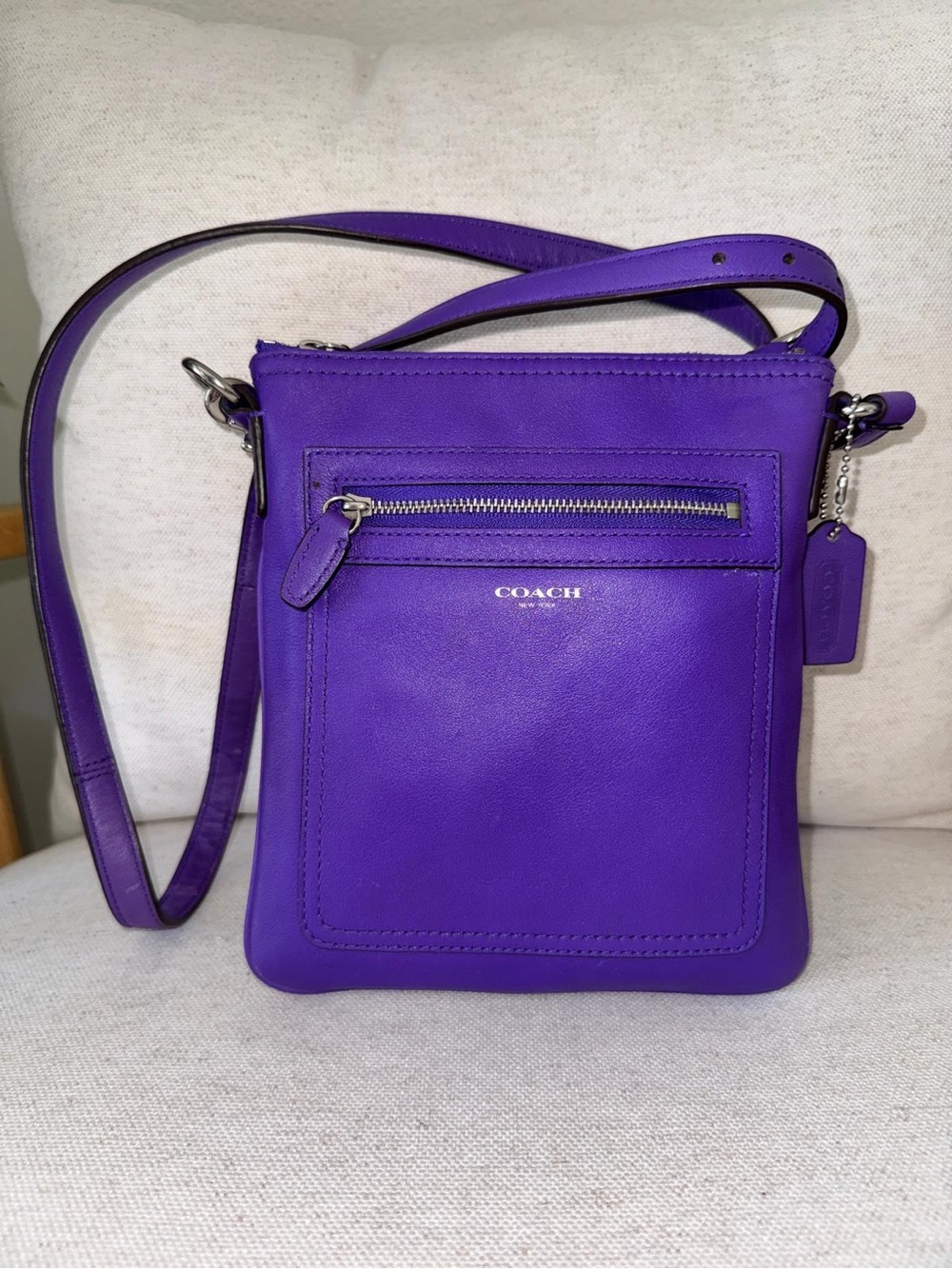 Coach Legacy Swingpack Purple Leather Crossbody Sling Bag Shoulder Purse